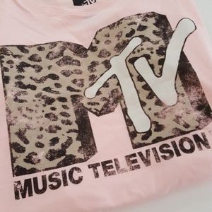 MTV Blush Pink Cheetah Graphic Tee